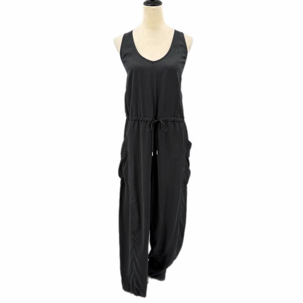 Calia Black Sleeveless Side Pocket Adjustable Waist Relaxed Casual Jumpsuit